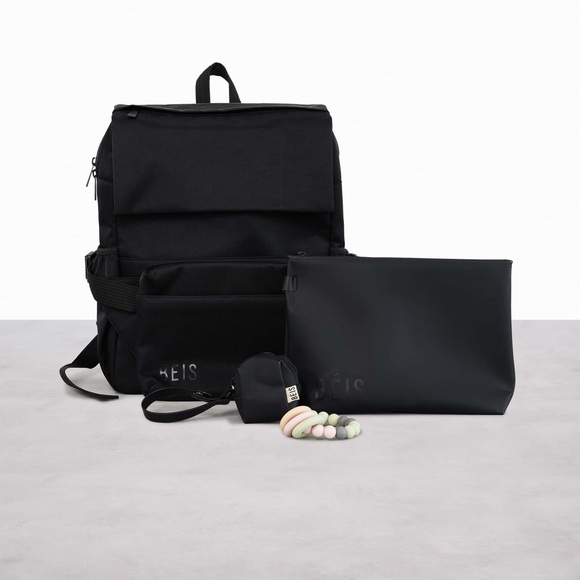 BEIS Bags Nwt Beis Ultimate Diaper Backpack Black Removable Fanny